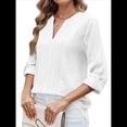 thumbnail image 4 of Blusa Informal con Cuello en V para Mujer, con Ojales, Bordada y Hueca, Ideal para Playa y Vestir. L, 4 of 10