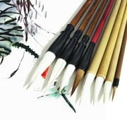 ZenArt Chinese Calligraphy Brush Set - Watercolor, Sumi Drawing, Writing & Painting - Pack of 8 Brushes for Artists