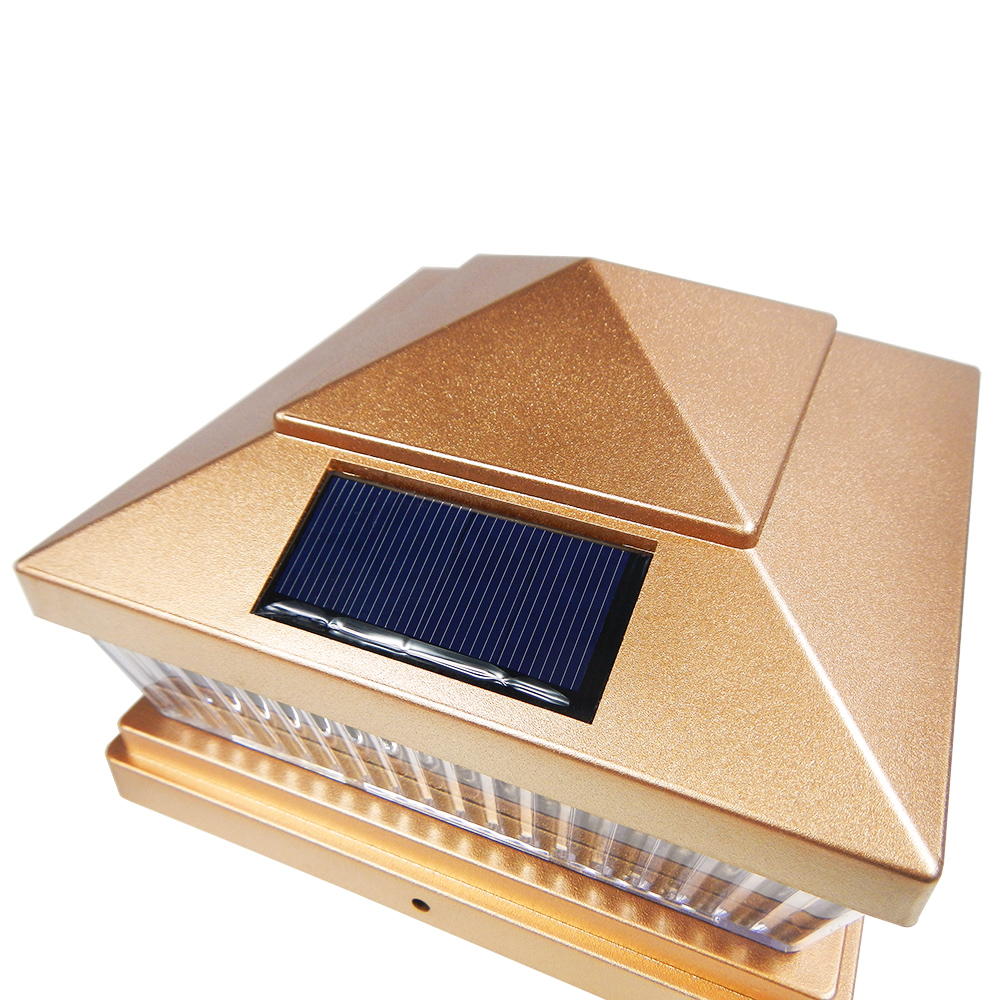 iGlow 1 Pack Copper / White Outdoor Garden 6 x 6 Solar SMD LED Post Deck Cap Square Fence Light Landscape PVC Vinyl Wood - image 2 of 5