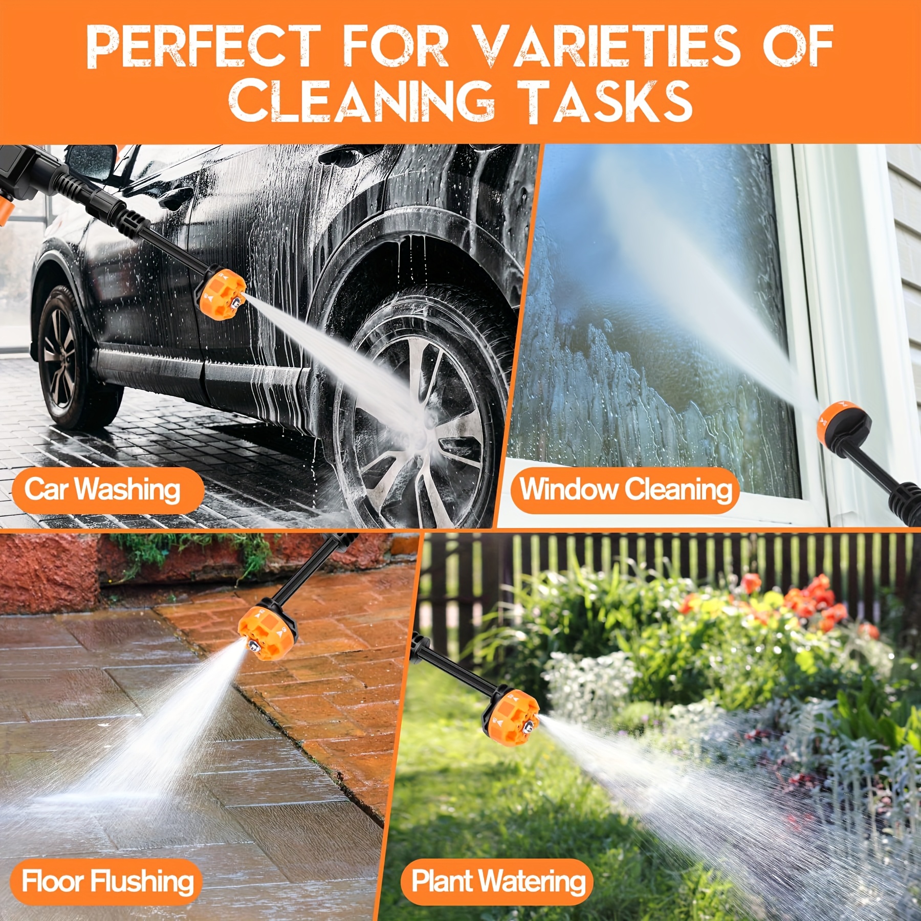 Fanruina Cordless High Pressure Washer Portable Electric Car Wash Tool with Foam Cannon for Outdoor and Indoor Cleaning