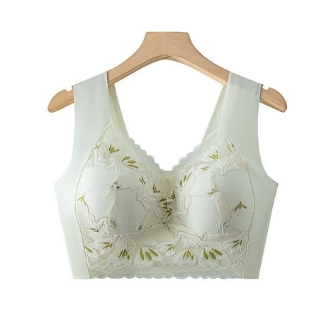 Juslio Push Up Bra Athletic Lace Wirefree Solid Sports Bras for Women