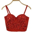 thumbnail image 6 of Abomasnow Women's Rhinestone Crystal Bustier Crop Top Casual Comfort Punk Club Party Corset Tops, 6 of 8
