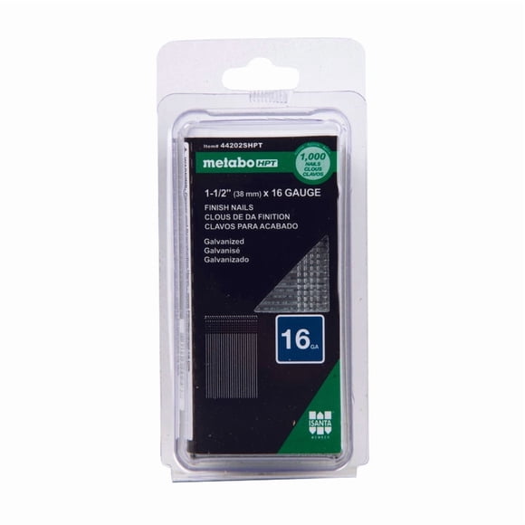 Uñas Hitachi Power Tools Metabo HPT 16 Ga. 1,5 cm, 1000 unidades