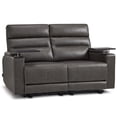 thumbnail image 2 of MCombo 63" Wall Hugger Power Loveseat Recliner for Small Spaces, RV, 360° Swivel Tray Table, Armrest Storage, Dark Grey, 2 of 7