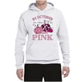 thumbnail image 2 of Wild Bobby In October We Wear Pink Pumpkin Cheetah Print Breast Cancer Awareness Unisex Hoodie Sweatshirt, White, Large, 2 of 6