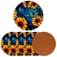 thumbnail image 2 of Butterfly 6pcs Round Microfiber Leather Coasters, 11x11 cm/4.3x4.3 in - Premium Table Drink Coasters Set for Home and Office, 2 of 6