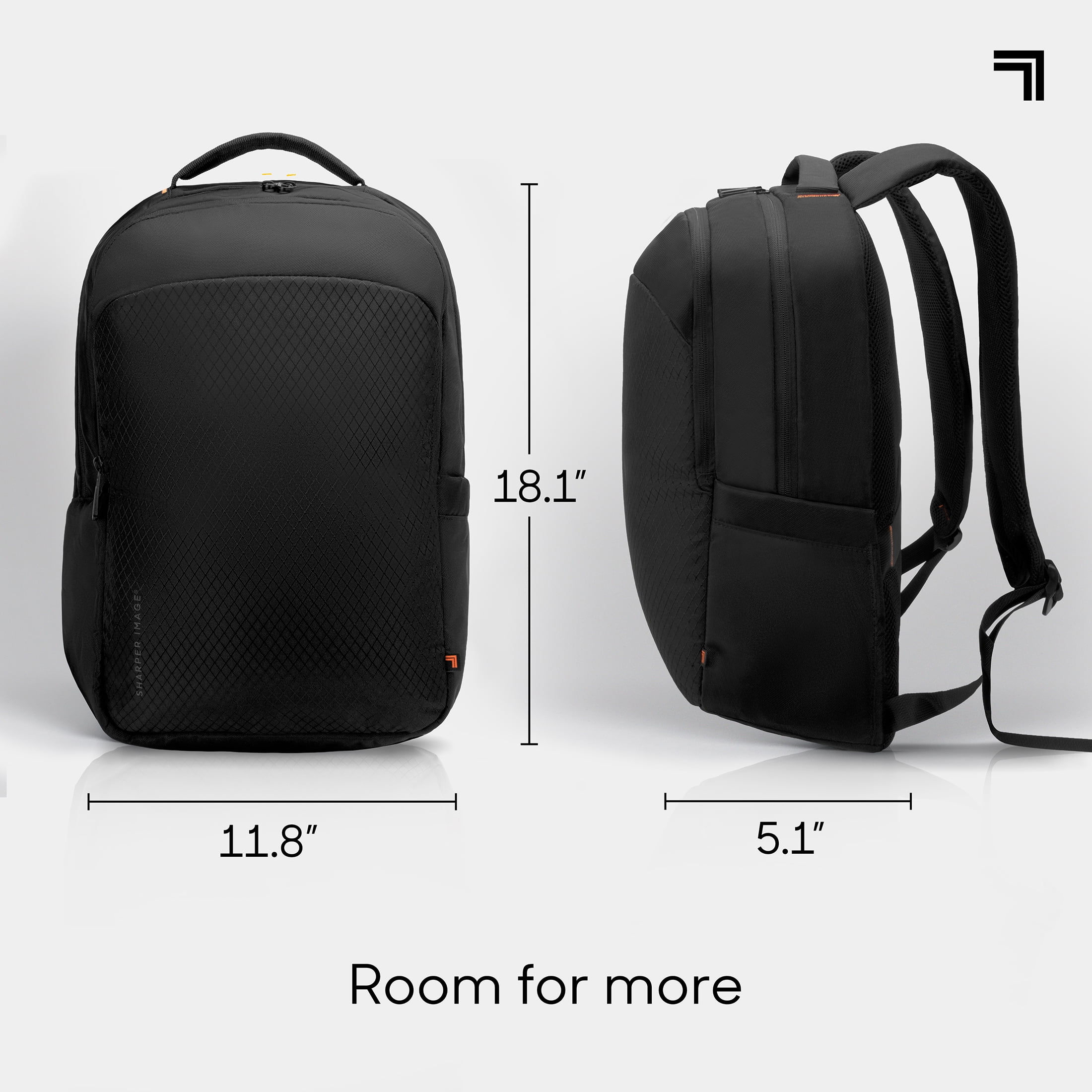 Sharper Image Laptop Backpack, 23L TSA Approved Travel Bag for Business Work, College School Bag Fits 16” Laptops/Computer, Water Resistant, Black