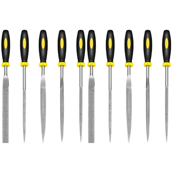 JINYUANN 10-Piece Steel File Set for Wood Carving and Polishing - Hand Tools for Precision Work