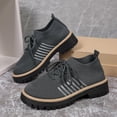 thumbnail image 5 of Women's Lace Up Knit Mary Jane Shoes Breathable Slip On Dress Shoes Chunky Heel Non Slip Walking Shoes Black Size 7.5, 5 of 7