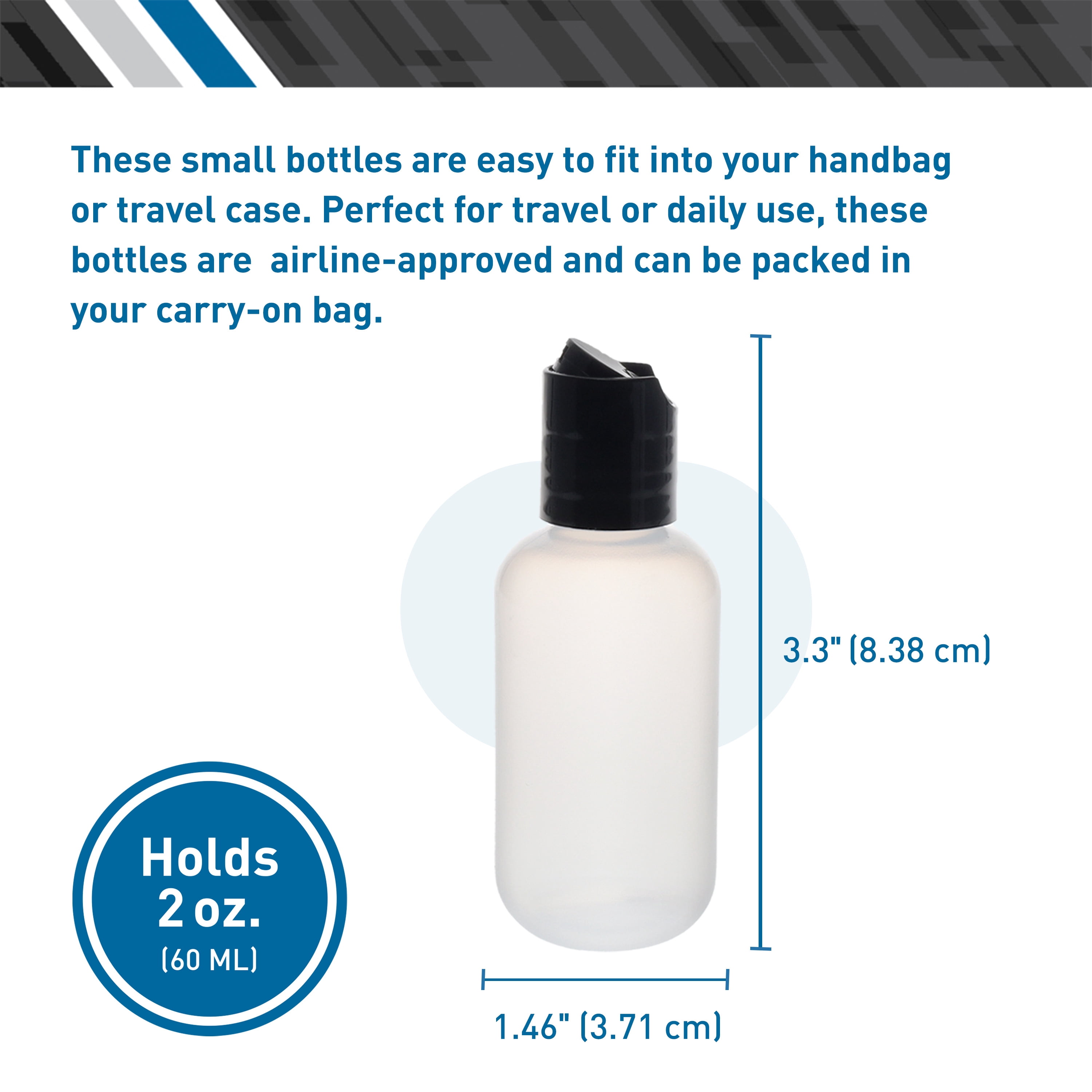BodyMed 50 Pcs 2 oz. Clear Plastic Dispenser Bottles with Caps - LDPE Pliable Material & Leak Proof - Refillable, Mini Squeeze Bottles for Shampoo, Lotion, Essential Oils