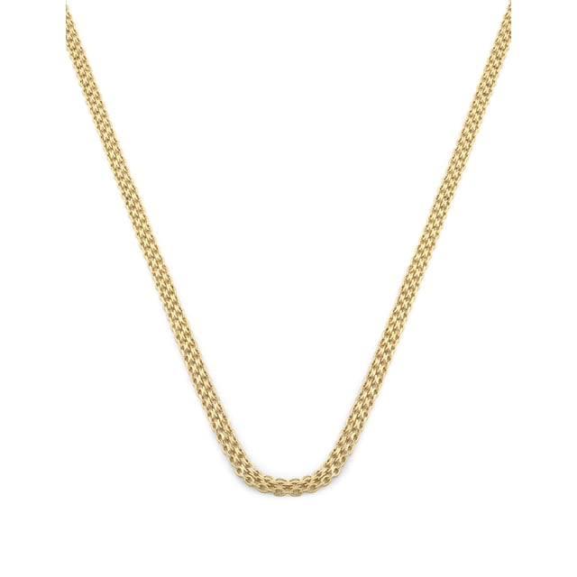 Cadena Gargantilla Dama Tejida Rolos 3 mm Oro Sólido 14k
