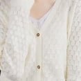 thumbnail image 4 of Levmjia Women Long Sleeve Knit Cardigan Polyester Solid Color V Neck Hollow Out Sun Protection Lightweight Breathable Casual Daily Home Wear Office Commute Beach Vacation, 4 of 5