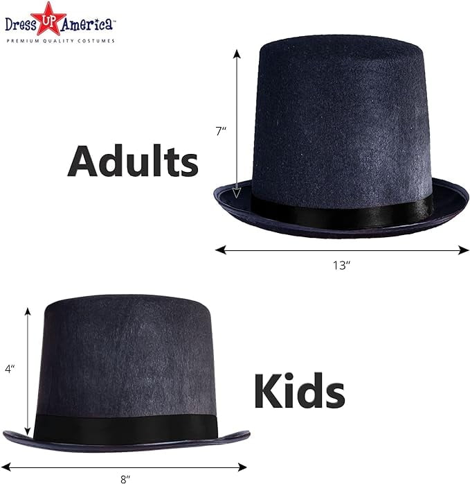 Dress Up America Small Child's Black Top Hat Magic Party Hat for