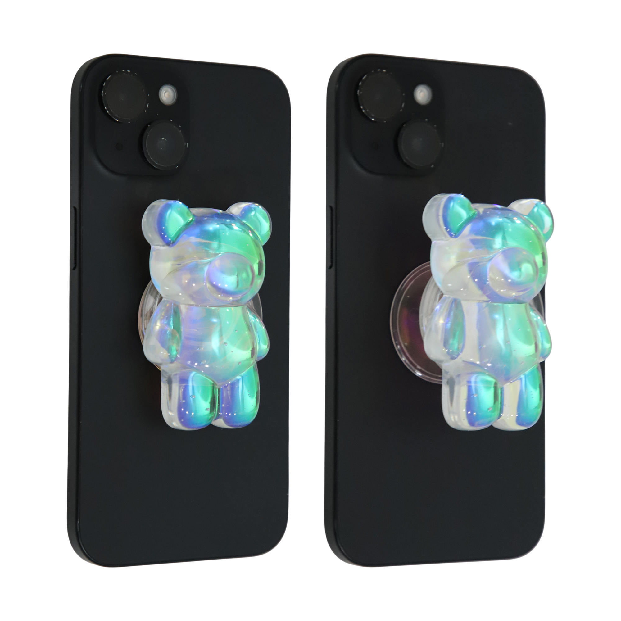 Unique Bargains Holographic Bear Phone Grip 1Pc Pink Multicolor
