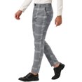 thumbnail image 4 of INSPIRE CHIC Men's Plaid Dress Pants Slim Fit Checked Printed Trousers 36 Gray, 4 of 7