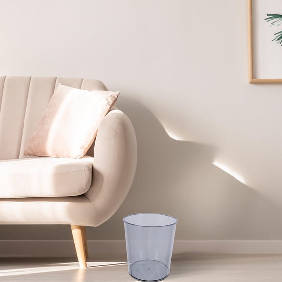 TAILTOSS Small Plastic Bedroom Garbage Can Light Grey Round Space Saving Compact Trash Bin