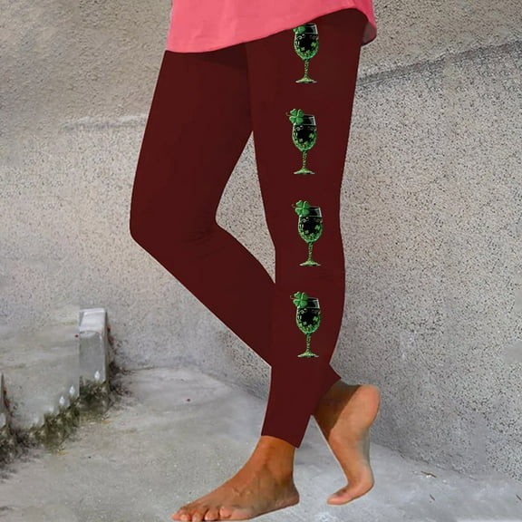 High Waisted Exercise Yoga Pants With Pockets Workout Leggings For Women Running Pants Wine M