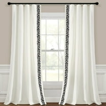 Lush Decor Luxury Modern Flower Linen Like Embroidery Border Window Panel - OffWhite/Black - Single - 84 x 52