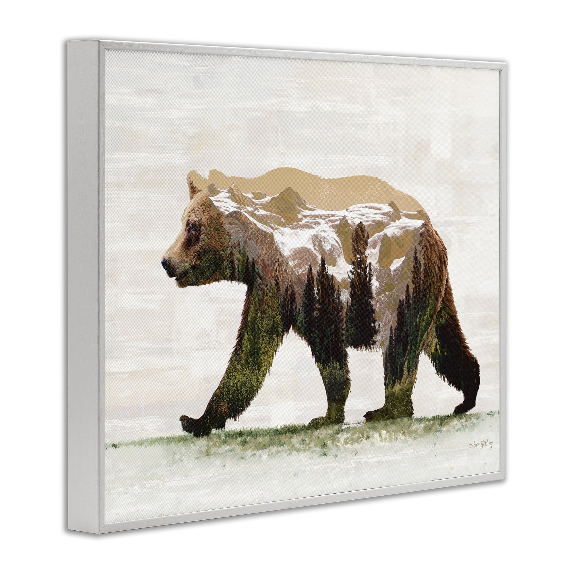 Stupell Industries Woodland Pattern Bear Animals & Insects Painting White Framed Art Print Wall Art, 14 x 11