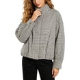 thumbnail image 3 of Women Oversized Cropped Gingham Jacket,Zip Up Stand Collar with Batwing Sleeves Casual Coat,Loose Lightweight Spring Fall Jackets with Pockets,Windbreaker Coats, 3 of 8