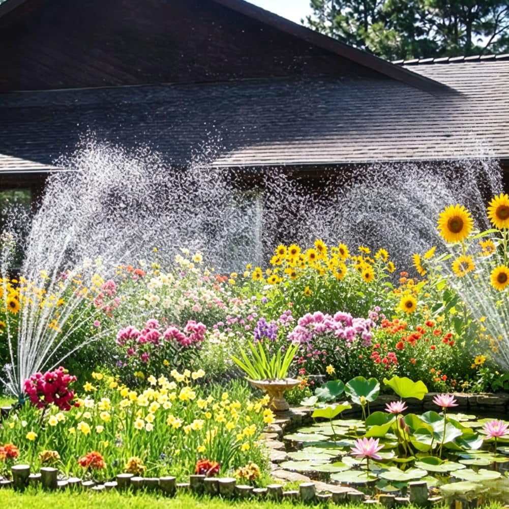 360° Coverage Precision Garden Irrigation Sprinkler with Heavy-Duty Spike Base, Automatic Rotating Lawn Sprinkler, for Yard, Lawn Sprinkler