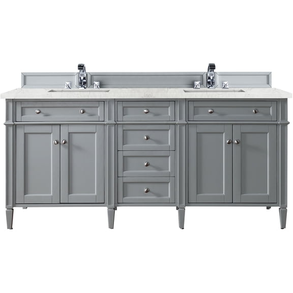 James Martin Vanities 650-V72-UGR-FEJP Brittany 72" Free Standing Double Basin Poplar Wood