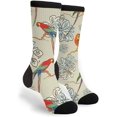 thumbnail image 1 of Chaussettes Unisexes en Coton Décontracté - Chaussettes Perroquets Animaux Noir et Blanc, 1 of 5