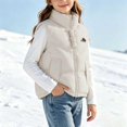 thumbnail image 2 of Hduncf Girls Quilted Puffer Vest, Warm Sleeveless Winter Jacket with Fleece Lining, Casual Outdoor Outerwear for Kids Beige 11-12 Years, 2 of 7