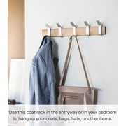 Yamazaki Home Wall-Mounted Coat Rack, Ash, Steel + Wood