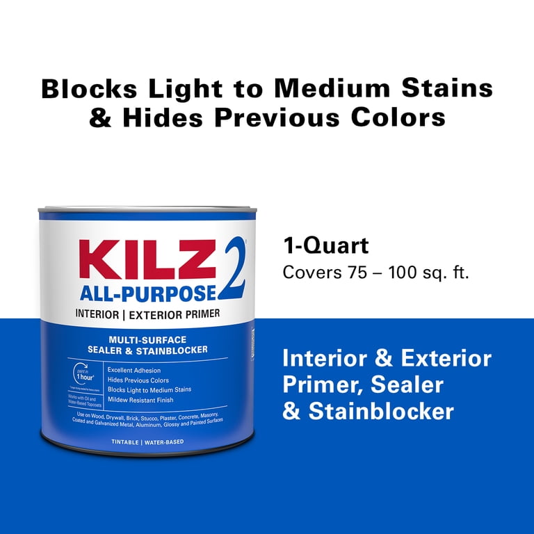 KILZ 2 All-Purpose Interior/Exterior Primer, Quart Water-Based photo 8