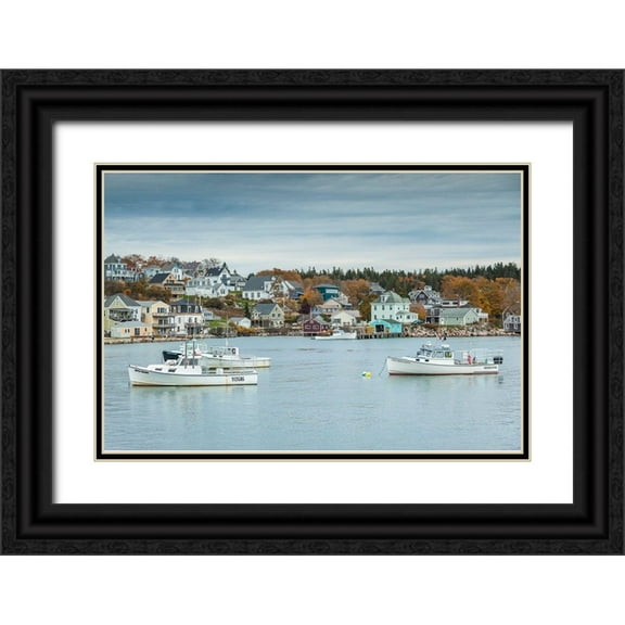 Bibikow, Walter 32x23 Black Ornate Wood Framed with Double Matting Museum Art Print Titled - Maine-Stonington-Stonington Harbor-autumn