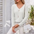 thumbnail image 7 of yunLCZ Ladies Blouse Everyday Low Price V Neck Long Sleeved T Shirt Loose Button Top Office casual blouse with leggings, 7 of 7