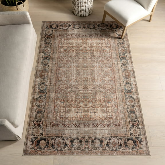 nuLOOM Marlie Smart Plus with SplashGuard Area Rug, 5' x 8', Marlie Brown