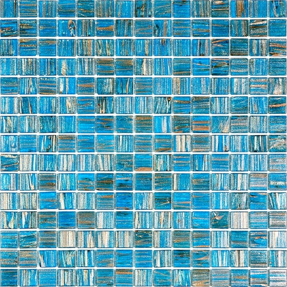 Celestial 12 in. x 12 in. Glossy Blue and Gold Glass Mosaic Wall and Floor Tile (20 sq. ft./case) (20-pack)