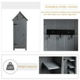 thumbnail image 5 of Wooden Storage Shed with Floor, Outdoor Vertical Shed Waterproof with 3-Tier Shelves, Upper Compartment and Hook, Weather Resistant Wood Garden Tool Shed with Lock Door for Backyard, Patio (Gray), 5 of 9