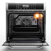 Sunmaki Electric Single Wall Oven 24 Inch , 2.5 Cu. Ft Electric Built-in Convection Oven LED Digital Display Touch Control Timer Alarm Clock Child Lock for Kitchen