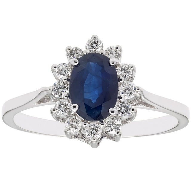 Oval Cut Gemstone & 0.23 CT. T.W. Diamond Halo Ring in 14K Gold