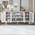 thumbnail image 4 of Clearance! TREXM Large Storage Space Sideboard with Artificial Rattan Door and Unobtrusive Doorknob for Living Room and Entryway (White), 4 of 9