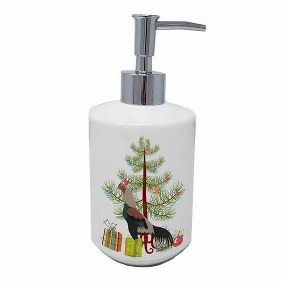 7 x 3.5 in. Unisex Kulang Chicken Christmas Ceramic Soap Dispenser, Teal