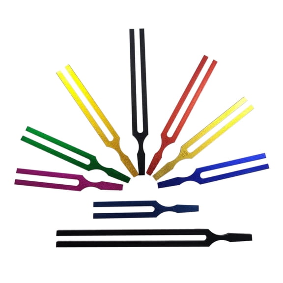 Radical INDIA Solfeggio Tuning Forks, 9-Piece, Multicolor Aluminum Alloy, Premium Healing Kit with Activator and Pouch