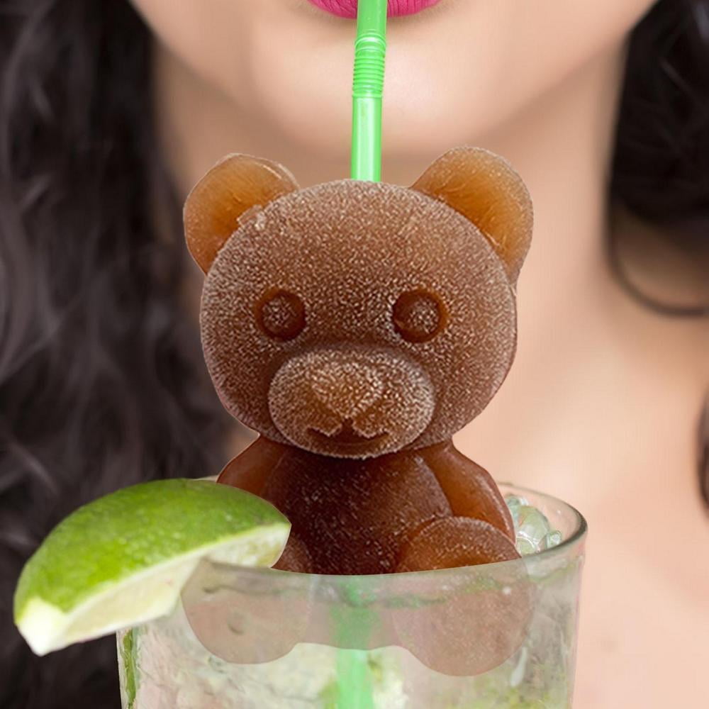  Bear Ice Molds 2 Pack - Silicone Ice Cube Tray - Handmade Cute  3D Ice Cubes - DIY Beverage Iced Coffee Juice Cocktail (Color : Bear, Size  : Small) : Home & Kitchen