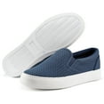 thumbnail image 3 of Womens Slip on Sneakers Comfortable Walking Shoes Perforated Fashion Sneaker in Navy, 3 of 8