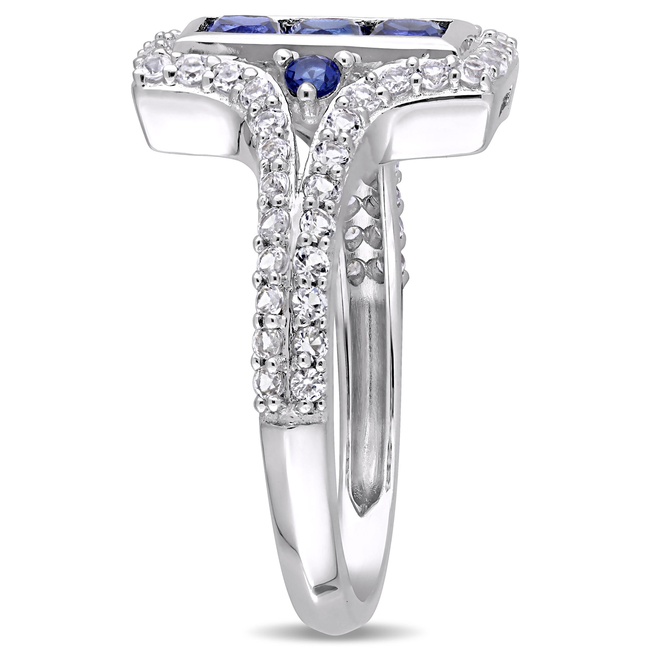 Everly Women's Created Sapphire Sterling Silver Engagement Ring