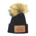 thumbnail image 1 of Lox Lion Single Pom Pom Angora Wool Winter Baby Toque - Black (Small, 0-12 Months), 1 of 1