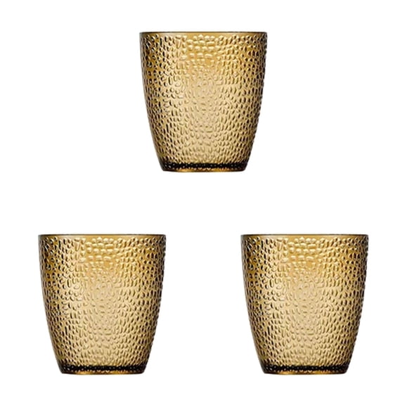 5 ounce, Set of 3, Acrylic Tumbler Drinking Glasses Set, BPA-Free, Stackable Plastic Drinkware, Dishwasher Safe Cups, Brown