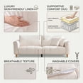 thumbnail image 6 of 87.2 inch Mid-Century Modern 3-Seater Linen Fabric Couch with Vertical Channel Tufting and 2 Pillows,Beige, 6 of 16