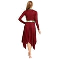 thumbnail image 2 of YiZYiF Women's Metallic Liturgical Praise Dance Dress Long Sleeve Asymmetrical Worship Tunic Dresses Burgundy L, 2 of 6