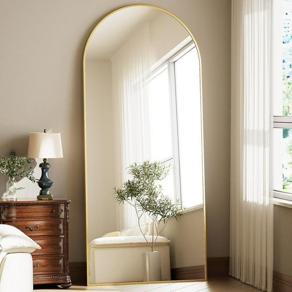 26x71 Inch Full Body Mirror - Large Arched Full Length Mirror with Stand Aluminum Frame Wall Mounted Leaning for Bedroom Living Room