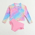 thumbnail image 2 of Kogui Girls 2 Pieces Rash Guard Swimsuit Long Sleeve Tankini (Pink,6-7 Years), 2 of 7