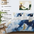 thumbnail image 3 of Abstract Watercolor Duvet Cover Set King Size, Gold Blue Blend Graffiti Art 4 Piece Soft Microfiber Bedding Set with 1 Duvet Cover, 1 Flat Sheet, 2 Pillowcases, 3 of 9